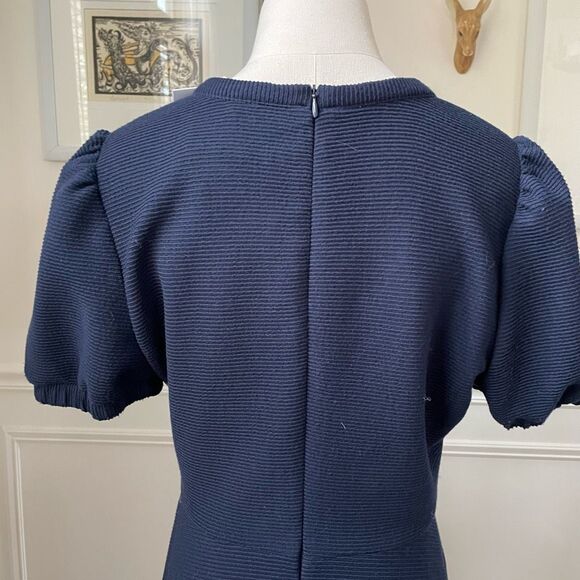 NWT Gal Meets Glam Kristen Dress Pouf Short Sleeve Fit and Flare Navy Blue  8 - Picture 8 of 10